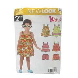 NEWLOOK A6200 Kids Dress Top Shorts Sundress US 1/2-4 Toddler Playwear